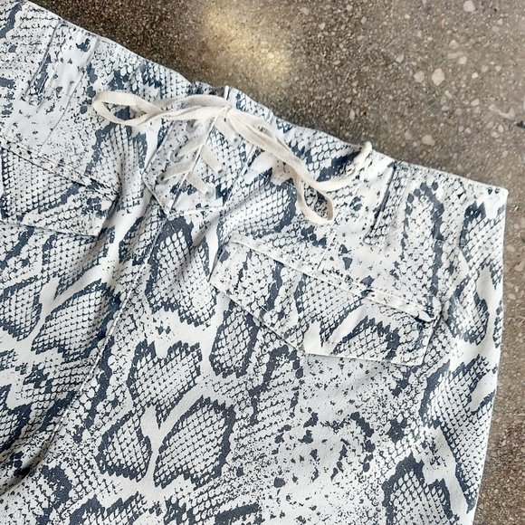 Pam & Gela Python Print Lace Up Cord Trim High Waisted Shorts - Picture 8 of 11